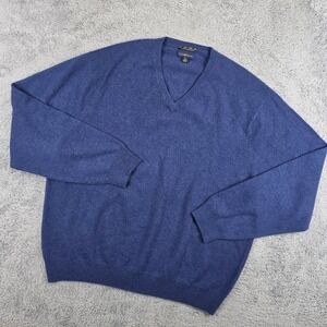 Club Room Cashmere Sweater Mens XL Blue V Neck Estate Solid Long Sleeve Pullover